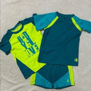 Body Glove Kids Swim Rashguards in Teal and Lime